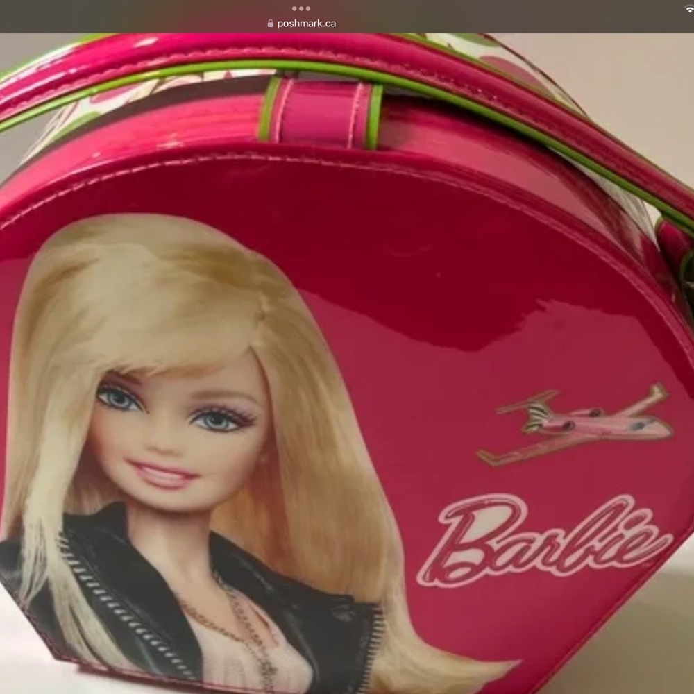 Vintage Barbie pink makeup bag carrying case / rare